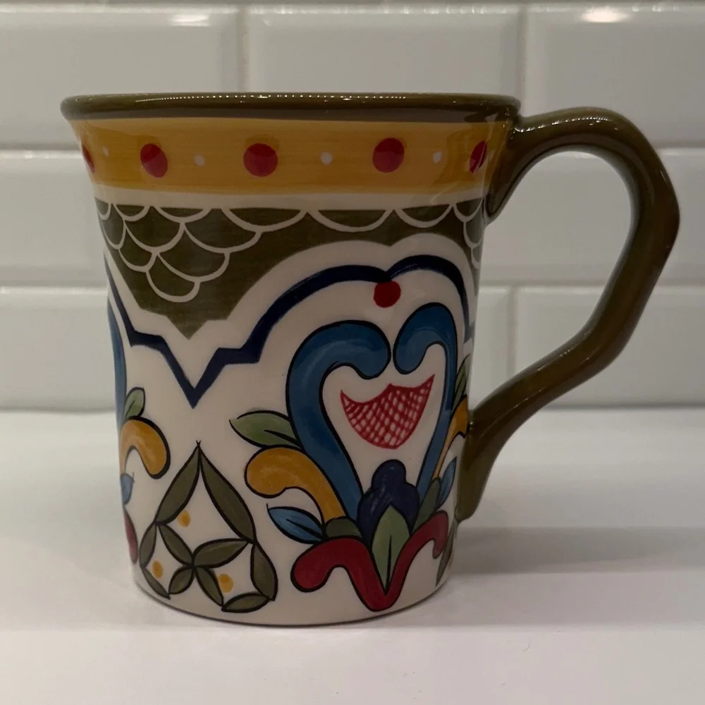 Pier One Imports Mug Reyanna Hand Painted Earthenware Dishwasher Safe